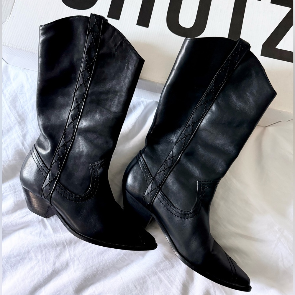 Schutz Allison Leather Cowgirl Boots